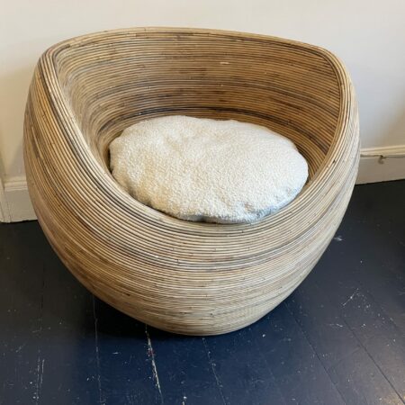 Rattan lounge chair in the manner of Gabriella Crespi