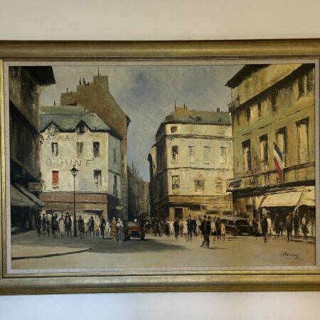 Large oil of a Parisian Street by C Blanchett