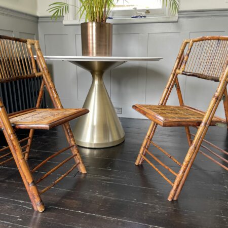 Two Late Victorian Folding Tiger bamboo chairs