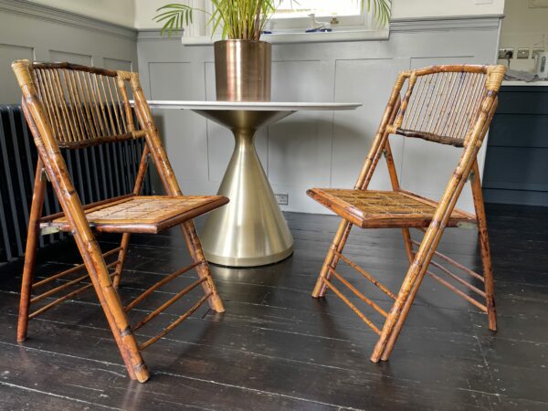 Two Late Victorian Folding Tiger bamboo chairs