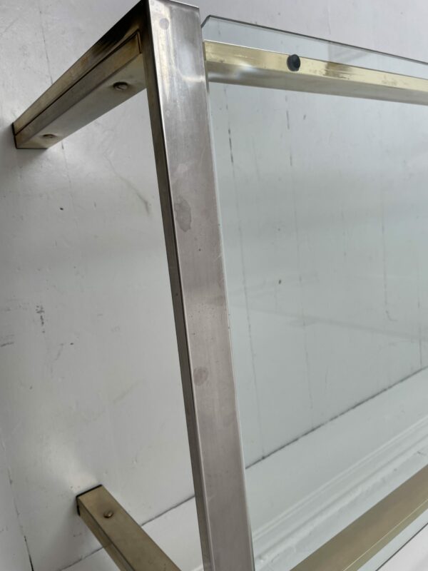 1970s Glass Coffee Table with a Brass and Chrome Frame - Image 9