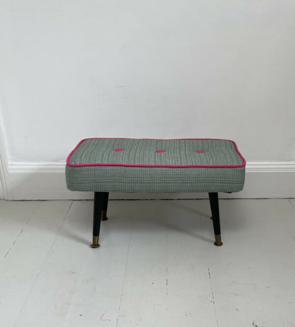 Elegant 1950s Padded footstool Re-upholstered - Image 2