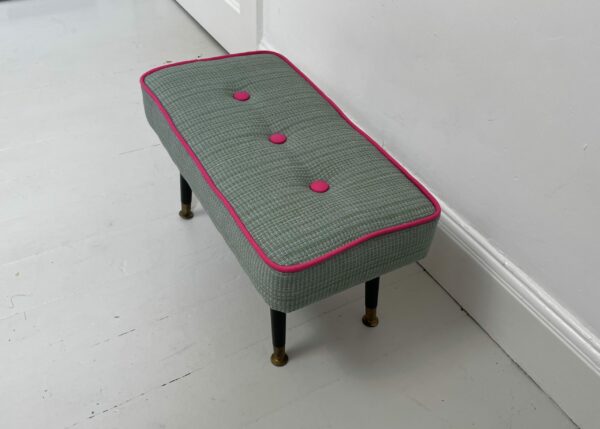Elegant 1950s Padded footstool Re-upholstered - Image 3