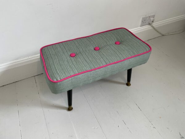 Elegant 1950s Padded footstool Re-upholstered - Image 4