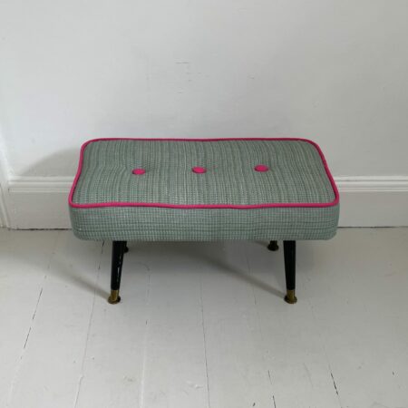 Elegant 1950s Padded footstool Re-upholstered