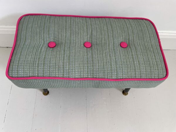 Elegant 1950s Padded footstool Re-upholstered - Image 5