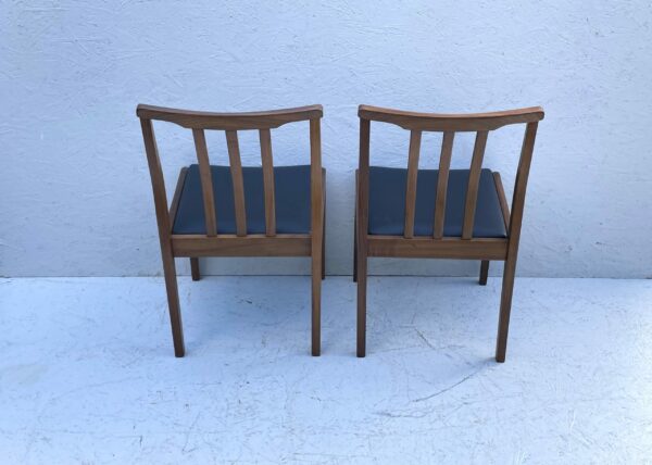 6 Mid Century Teak Dining Chairs upholstered in Black Leatherette - Image 23