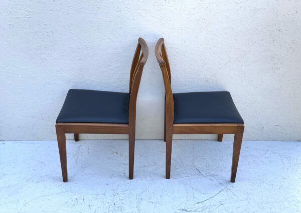 6 Mid Century Teak Dining Chairs upholstered in Black Leatherette - Image 15