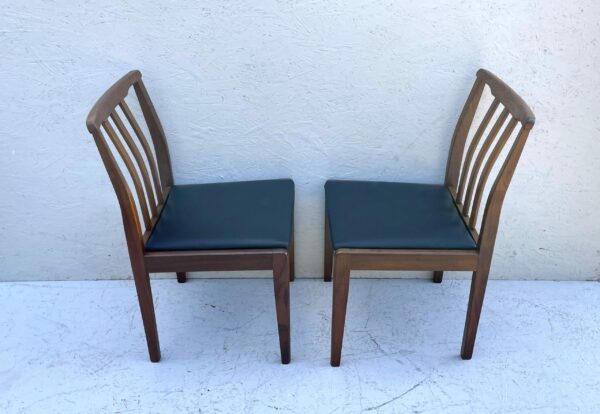 6 Mid Century Teak Dining Chairs upholstered in Black Leatherette - Image 22