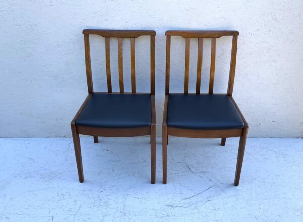 6 Mid Century Teak Dining Chairs upholstered in Black Leatherette - Image 11
