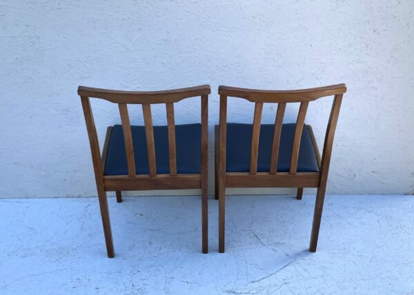 6 Mid Century Teak Dining Chairs upholstered in Black Leatherette - Image 19