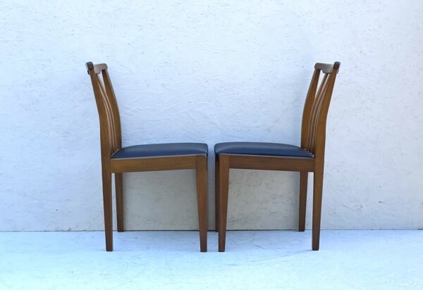 6 Mid Century Teak Dining Chairs upholstered in Black Leatherette - Image 20