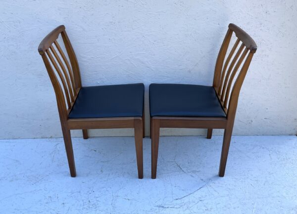 6 Mid Century Teak Dining Chairs upholstered in Black Leatherette - Image 21