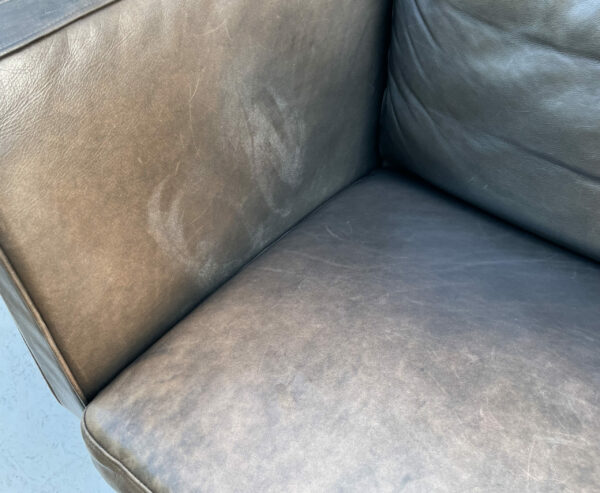 Danish Two Seater Leather And Slat Wood Sofa - Image 2