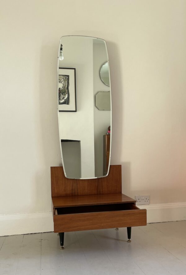 Mid Century full Length Cheval Mirror with cabinet. - Image 3