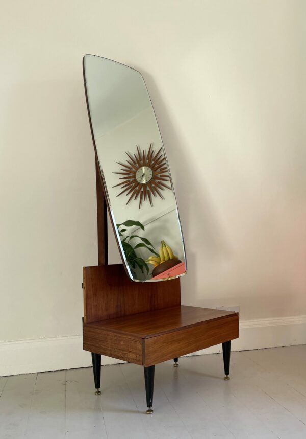 Mid Century full Length Cheval Mirror with cabinet.