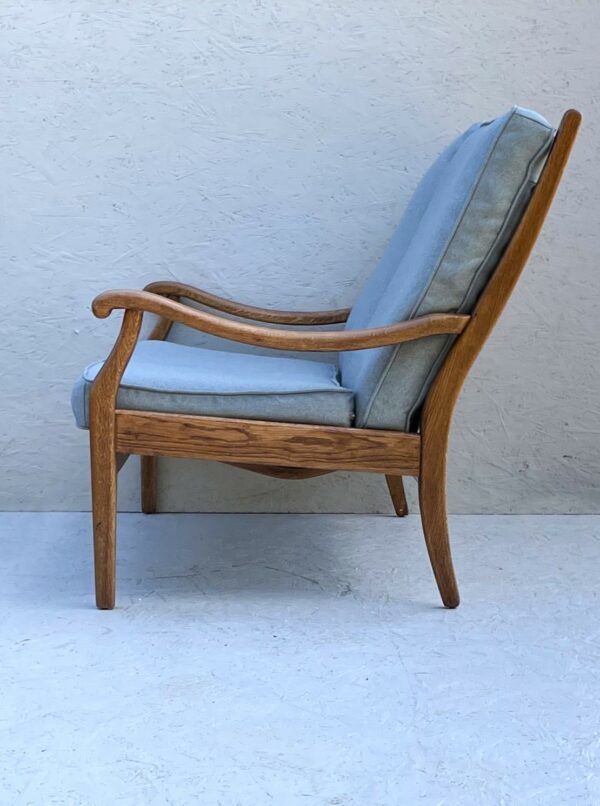 Mid Century, Wooden Framed, 2 Seater, Duck Egg Sofa By Cintique - Image 3