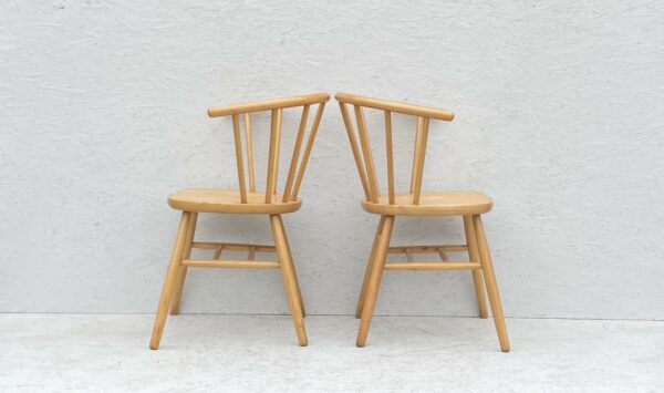 Pair Of Mid Century Danish Style Beech Spindle Back Tub Chairs - Image 2
