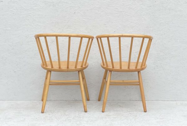 Pair Of Mid Century Danish Style Beech Spindle Back Tub Chairs - Image 5
