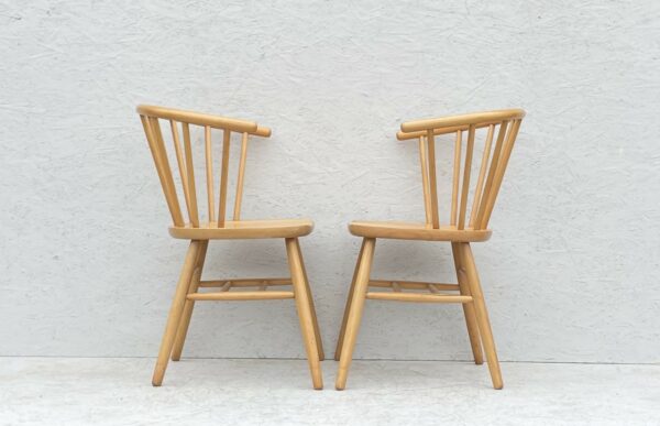 Pair Of Mid Century Danish Style Beech Spindle Back Tub Chairs - Image 7
