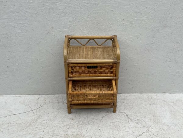 Mid Century Boho Style Bamboo And Rattan 3 Drawer Cabinet - Image 6