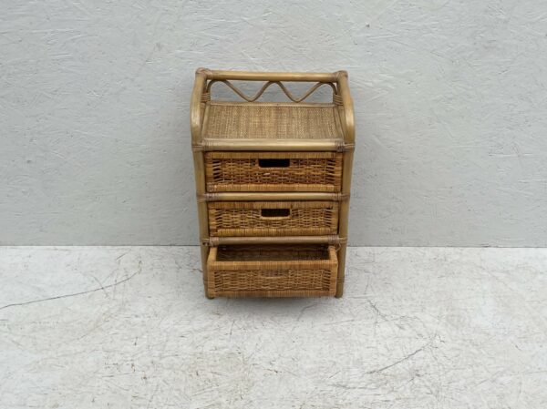 Mid Century Boho Style Bamboo And Rattan 3 Drawer Cabinet - Image 7