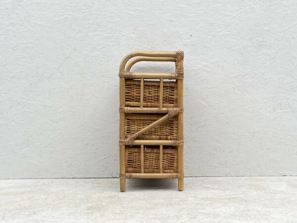 Mid Century Boho Style Bamboo And Rattan 3 Drawer Cabinet - Image 8