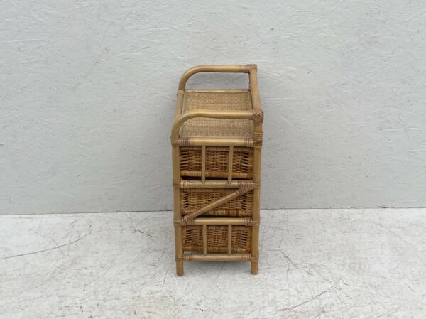 Mid Century Boho Style Bamboo And Rattan 3 Drawer Cabinet - Image 9