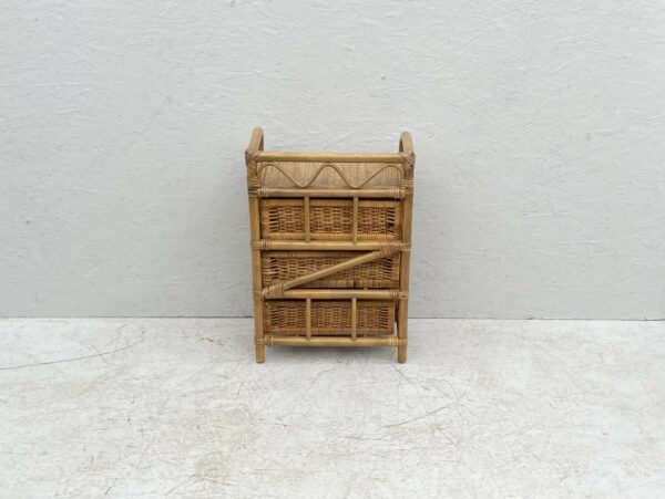 Mid Century Boho Style Bamboo And Rattan 3 Drawer Cabinet - Image 10
