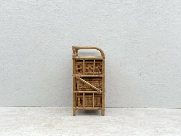 Mid Century Boho Style Bamboo And Rattan 3 Drawer Cabinet - Image 11