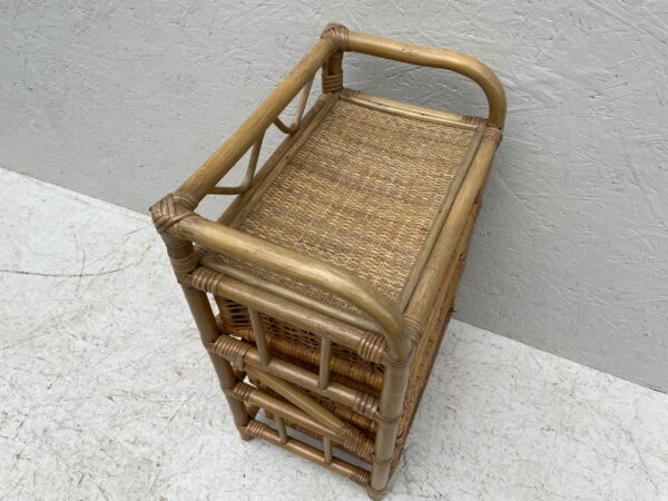 Mid Century Boho Style Bamboo And Rattan 3 Drawer Cabinet - Image 12