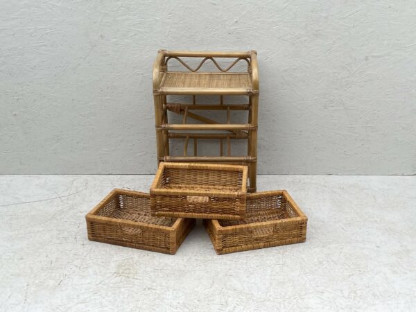 Mid Century Boho Style Bamboo And Rattan 3 Drawer Cabinet - Image 13