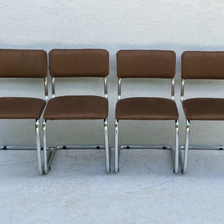 1970s Bauhaus, Cesca Influenced, Chrome, Cantilever Dining Chairs