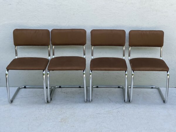 1970s Bauhaus, Cesca Influenced, Chrome, Cantilever Dining Chairs