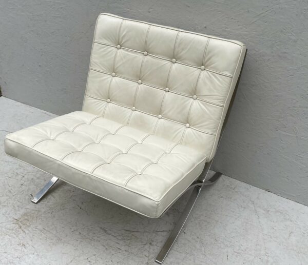Vintage Cream Leather Barcelona Chair 1980s - Image 3