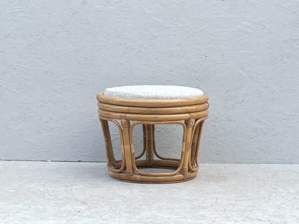 Vintage Low Circular Bamboo Stool/Footstool