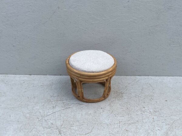 Vintage Low Circular Bamboo Stool/Footstool - Image 8