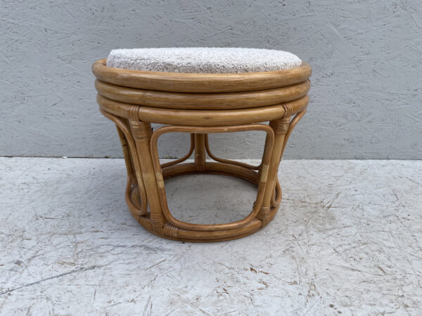 Vintage Low Circular Bamboo Stool/Footstool - Image 7