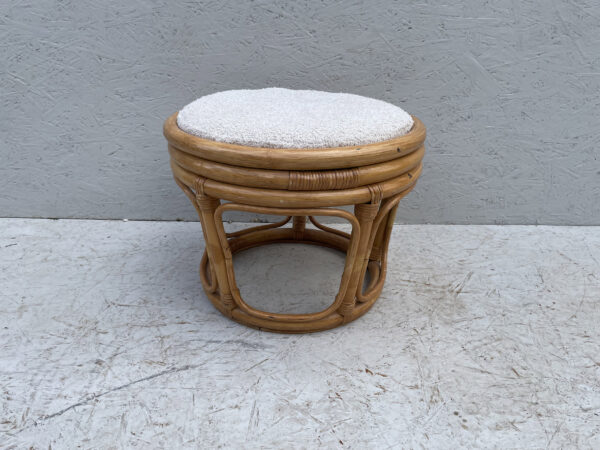 Vintage Low Circular Bamboo Stool/Footstool - Image 6
