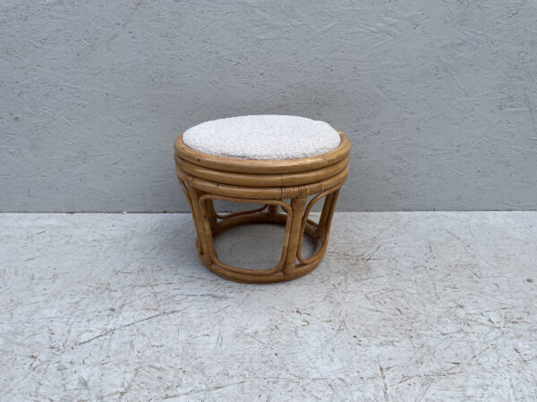 Vintage Low Circular Bamboo Stool/Footstool - Image 5