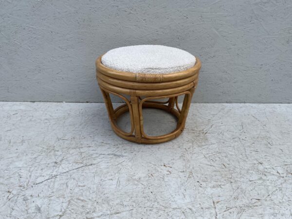 Vintage Low Circular Bamboo Stool/Footstool - Image 4