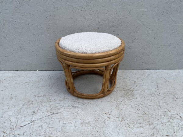 Vintage Low Circular Bamboo Stool/Footstool - Image 3