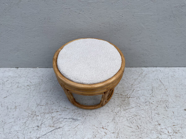 Vintage Low Circular Bamboo Stool/Footstool - Image 2
