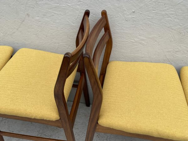 4 Danish Style, Bar Back Dining Chairs With Mustard Yellow Upholstery - Image 7