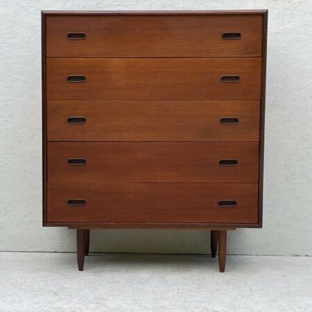 Large Mid Century, Dark Wood, Chest Of Drawers