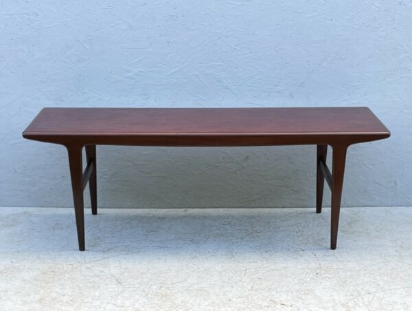 Long, Mid Century Dark Wood Coffee Table - Image 9