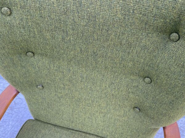 Elegant Mid Century Armchair With Moss Green Upholstery - Image 10
