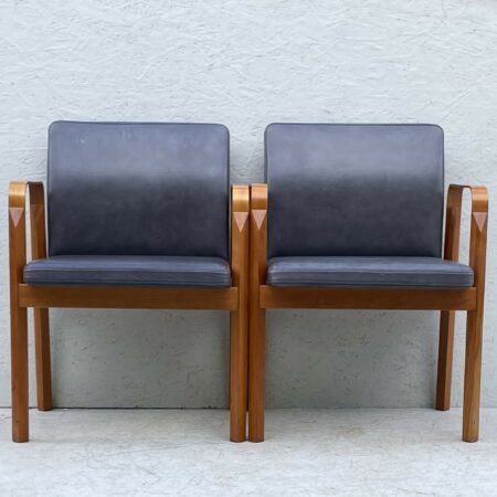 Pair Of Vintage Danish Leather Arm Chairs