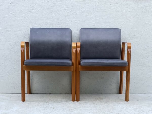 Pair Of Vintage Danish Leather Arm Chairs