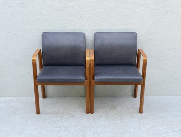 Pair Of Vintage Danish Leather Arm Chairs - Image 2